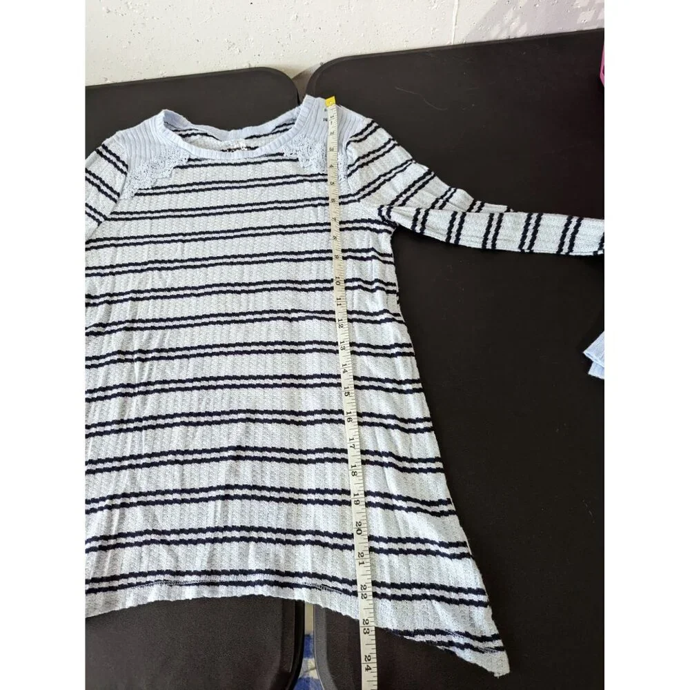 Justice Girl Striped Waffle Knit Long Sleeve Top Size 14 Fall School Thermal NWT